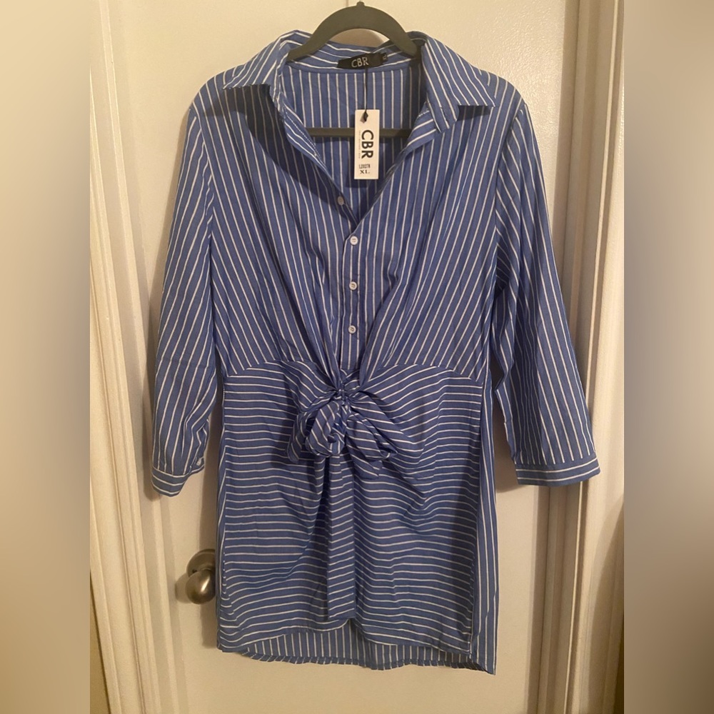 **NEW** Striped Blue Shirt Dress